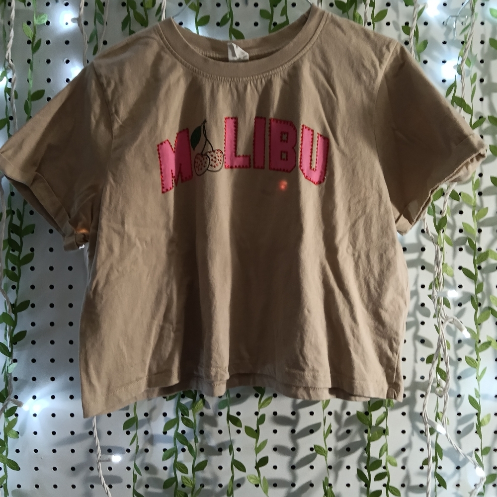 Electric Family Tan and Pink Crop Top Casual Cotton